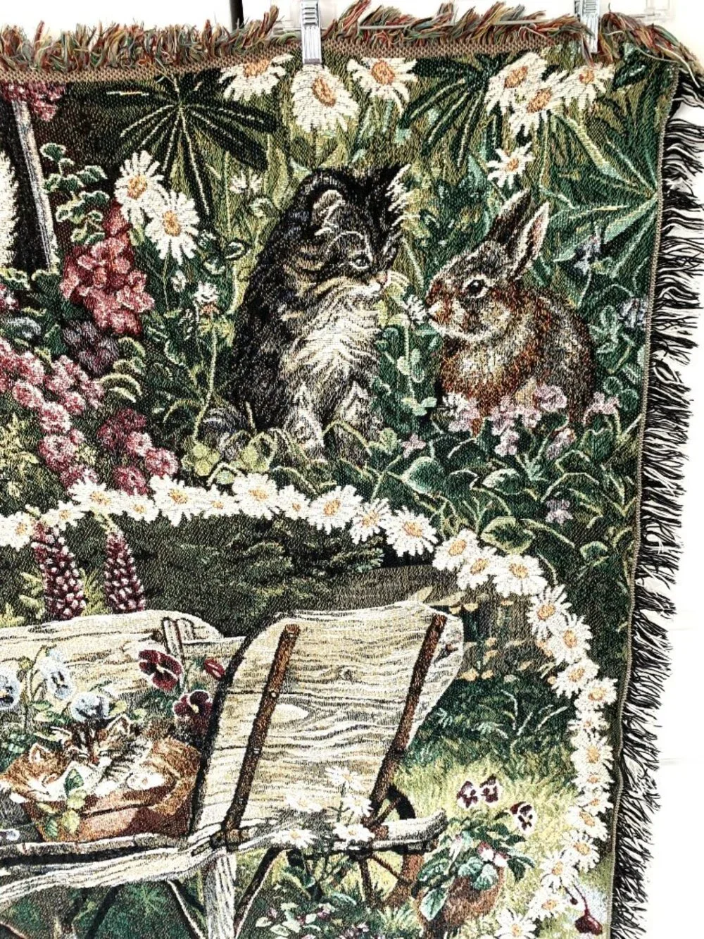 Persis Clayton Weirs Cats Kitten Flower Tapestry Throw Blanket 42